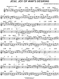 Johann Sebastian Bach Jesu Joy Of Man S Desiring Sheet Music Leadsheet In G Major Transposable Download Print Sku Mn0064848
