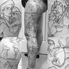 Black And White Mermaid Tattoo Sleeve Tattoo Leg Disney The Little Mermaid 43 Ideas For 2019 Disney Sleeve Tattoos Little Mermaid Tattoos Leg Tattoos