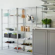 chrome shelving unit with 4 shelves, 2