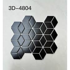 Gạch Mosaic Kim Cương Lập Phương Màu Đen Mờ