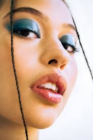 Woman Bright Makeup Curly Hair White Background