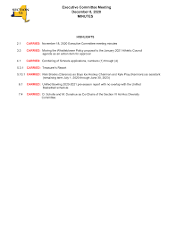 Executive Committee Meeting December 8, 2020 MINUTES