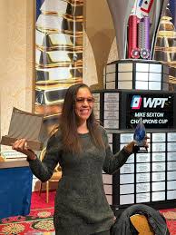 Congratulations to Tirza Sanders for the win in the WPT Ladies  Championship, shown here along with her rail from the Desert Sharks and  Royal Rebels! She takes home $90,432, the Wynn trophy