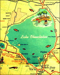 Lake Okeechobee Vintage Map Map Of Florida Okeechobee Old Florida