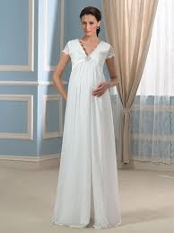 Die beste hochzeitskleider / brautkleid online kaufen. Spitzen Kristall Brosche Empire Taille V Ausschnitt A Line Hochzeitskleid Schwanger Tidebuy Com De