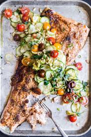 Honey Mustard Salmon With Summer Vegetable Salad The Modern Proper Recipe Honey Mustard Salmon Food Healthy Dinner