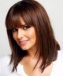Almost A Little More Shaping Around Face Mid Length Hair With Bangs Hair Styles Medium Hair Styles