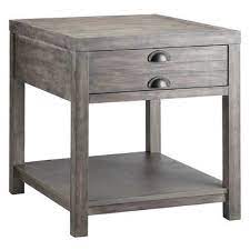 He's wearing a light blue sweater over a white shirt and his colour choice seem to match the surroundings: Stein World Bridgeport End Table Wayfair