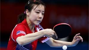 Ariel Hsing Of Usa Plays A Backhand In The Table Tennis Ariel Hsing Of Usa Plays A Backhand Against Yadira Silva Of Mexico During Their Women S Singles Table T