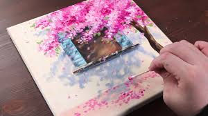 Learn how to paint a christmas tree using these tree easy acrylic painting techniques! Cherry Blossom House Easy Acrylic Painting For Beginners Paintingtutorial Painting Asmr Youtube