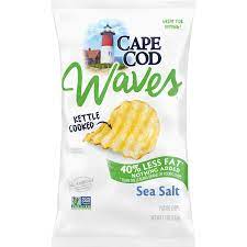 Check us out at facebook.com/capecodchips. Waves Less Fat Sea Salt Cape Cod Chips