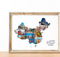 Custom China Map Photo Collage: Vacation Travel Gift (Digital File)