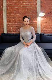 Sample Sale Simple Gray Blue Lace Long Sleeve Wedding Dress Etsy Long Sleeve Wedding Dress Lace Wedding Dress Long Sleeve Etsy Wedding Dress