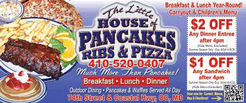 Little House Of Pancakes Ribs Amp Pizza 74th St Amp Coastal Hwy Oc Md 21842 Discount Coupons Occoupon Breakfast Lunch Dinner Dinner Entrees Kids Pancakes