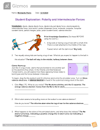 Questions And Answers Gizmos Chem 8689 Student Exploration Polarity And Intermolecular Forces In 2021 Intermolecular Force Covalent Bonding This Or That Questions