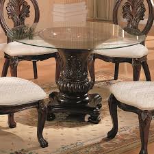 Coaster Tabitha Traditional Round Glass Top Dark Cherry Dining Table Glass Round Dining Table Round Dining Room Sets Dining Table Bases
