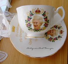 Queen Elizabeth Ii Diamond Jubilee Cup And Saucer English Bone China 2012 Queen Elizabeth Cup And Saucer Royal Tea