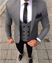 Us 67 47 43 Off Latest Coat Pants Design Italian Grey Men Suit Tuxedo Slim Fit Groom Custom Blazer 3 Pieces Jacket Vest Pants In Suits From Mens