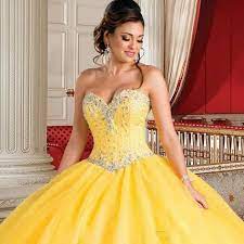 Venta Vestidos De Xv Anos Color Amarillo Canario En Stock