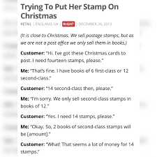 Last Minute Problems Notalwaysright Stamp Christmas Retail Post Office Fourteen Book Second Class Christmas Funny Quotes Idiot People Funny Stories