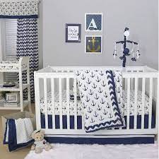 I bought the navy bedding set last year, and absolutely loved the quality and the look of the product, and have been very impressed with the. The Peanut Shell 4 Piece Baby Crib Bedding Set Navy Blue Anchor Nautical Theme 100 Cotton Quilt Dust Ruffle Fitted Sheet And Mobile Walmart Com Crib Bedding Boy Baby