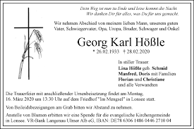 Traueranzeigen Von Georg Karl Hossle Sudwest Presse Trauer