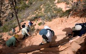 The narrow and arduous trail drops 1200' on one side and 800' on the other. Missing Hiker Found Dead At Bottom Of Angels Landing In Zion National Park Is Identified