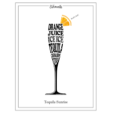 Tequila Sunrise Silhouette Cocktail Typography Original Art Illustration Graphic Design Branding Cocktails Tequila