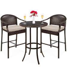 Check spelling or type a new query. Best Choice Products 3 Piece Outdoor Wicker Bistro Bar Height Set For Patio Garden W Barstools Steel Frame Beige Walmart Com Walmart Com