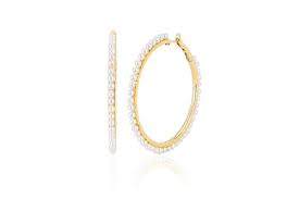 Discover the world's most coveted men's and women's collections, straight from the runway. Ef Collection Medium Pearl Hoop Earrings In 14k Gold