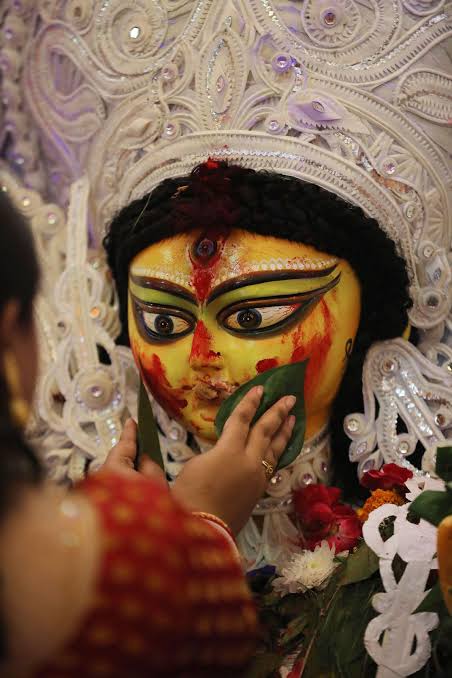 Devi Durga idol, the central Goddess of Durga Puja