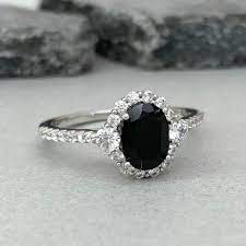 Natural Oval Black Onyx Art Deco Engagement Ring 925 Sterling Silver Diamond Simula Art Deco Engagement Ring Deco Engagement Ring Black Diamond Ring Engagement