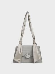 This charles & keith ladies bag is absolutely beautiful. Light Grey Satin Top Handle Croc Effect Shoulder Bag Charles Keith Hr