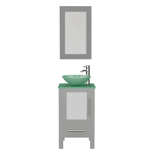 18 inch wide bathroom vanity cabinet these pictures of this page are about:18 bathroom vanity with sink. 18 Gray Wood And Glass Vessel Sink Vanity Set 8137bg
