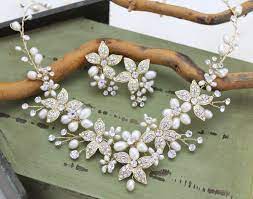 Silver Bridal Jewelry Bridal Necklace And Earring Set Wedding Earrings Wedding Necklace Set Pearl Necklace Crystal Necklace Wedding Necklace Set Silver Bridal Jewellery Bridal Necklace Set