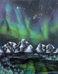 This is a night scene with starts and a cabin. Image Result For Northern Lights Pencil Northern Lights Natural Landmarks Image