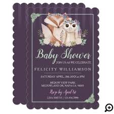 Pick images and shapes to build out your invitation or card. Cute Boho Forest Fox Owl Baby Shower Invitation Moodthology Papery