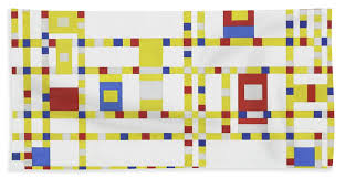 As a pure representation of the human mind, art will express itself in an aesthetically purified, that is to say, abstract form. Broadway Boogie Woogie Bath Towel For Sale By Piet Mondrian