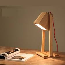 Rustic Wood Table Lamp Square Wooden Lampshade Bedside Desk Light Lampada De Cabeceira Lampada De Mesa Abajur De Madeira