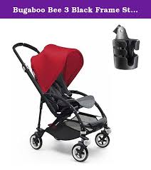 Bugaboo Bee 3 Black Frame Stroller With Grey Melange Seat W Bugaboo Cup Holder Red Bugaboo Bee 3 Black Frame Stroller With Grey Bugaboo Bee Stroller Bugaboo