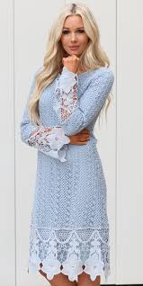 Lydia Dress Blue Modestpop Com Blue Boho Dress Lace Dress Design Lace Blue Dress