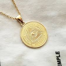 14k gold coin necklace, gold necklace, gold coin necklace, medallion necklace, medallion pendant, coin necklace, coin pendant, coin jewelry ayoujewelry 5 out of 5 stars (423) sale price $46.80 $ 46.80 $ 52.00 original price $52.00 (10% off. 14k 18k Eye Of Providence Womnes Mens Gold Pendant Necklace Carre D Or
