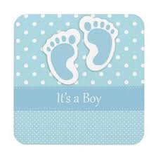The size of the print varies by the size of the footsie, although they can shrink or enlarge the size of the footprint if you'd like. It S A Boy Coaster Zazzle Com Baby Boy Background Baby Footprints Baby Cards