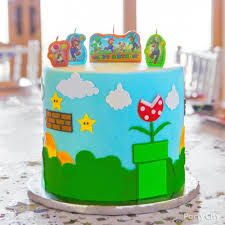 Some of the cake ideas include edible cake images, cake pans, fondant cakes, mario mushroom cakes and more. Super Mario Cake How Party City