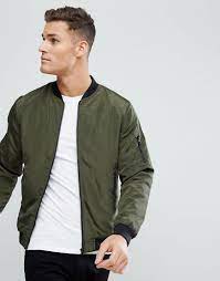 Only Sons Denim Bomber Jacket In Green For Men Lyst
