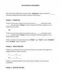 adi ortaklik sozlesmesi ornek sablon word ve pdf