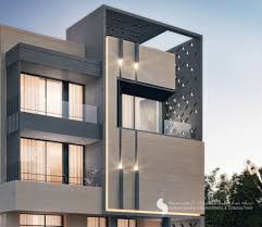 The landscape of the villa designed to complement the exterior. 400 M Private Villa Kuwait Architectural House Plans Facade House Modern House Exterior