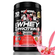 Six Star Elite Series 100 Whey Protein Powder Plus Muscle Builder 907g Ultra Pure Whey Protein Powder Strawberry 2 Pound