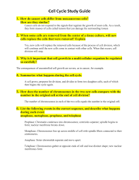 Figure 4 turn over 20. Cell Cycle Study Guide Questions