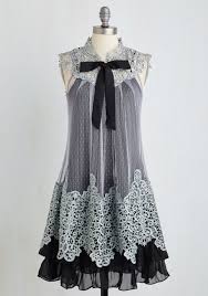 Black And Grey Dress Ryu Expression Of Elegance Dress In Noir Mod Retro Vintage Dresses Modcloth Com Retro Vintage Dresses Fashion Cute Dresses